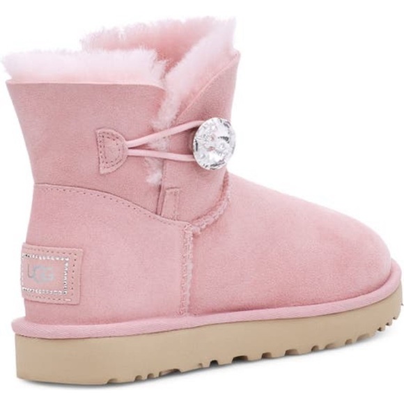 UGG | Shoes | Ugg Mini Bailey Jewel Button Light Pink Boots Size 5 |  Poshmark